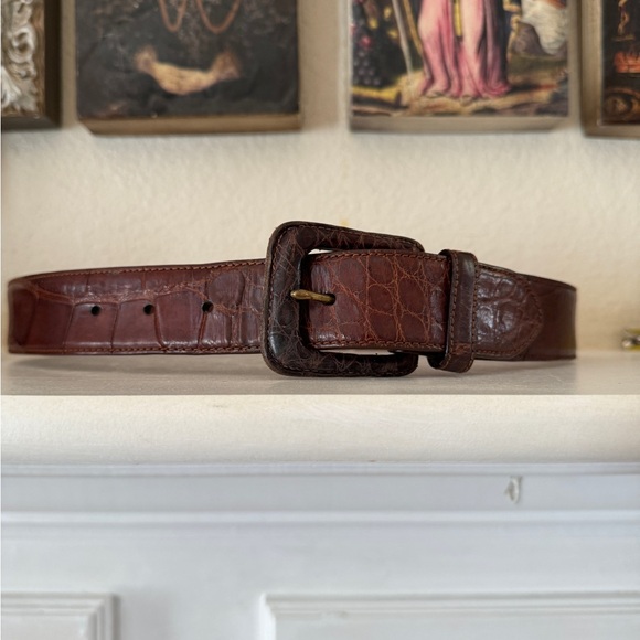 Polo by Ralph Lauren Genuine Brown‎ Alligator Belt Made In Italy Size 30 - Picture 4 of 10